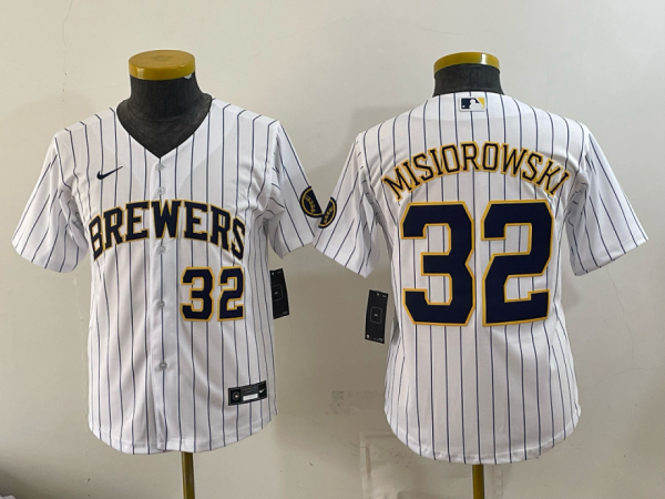 Brewers #32 Jacob Misiorowski White Pinstripe Vintage Baseball Jersey New Cool Base Stitched MLB Jersey KKE073 – 2026–27
