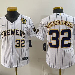 Brewers #32 Jacob Misiorowski White Pinstripe Vintage Baseball Jersey New Cool Base Stitched MLB Jersey KKE074 – 2026–27