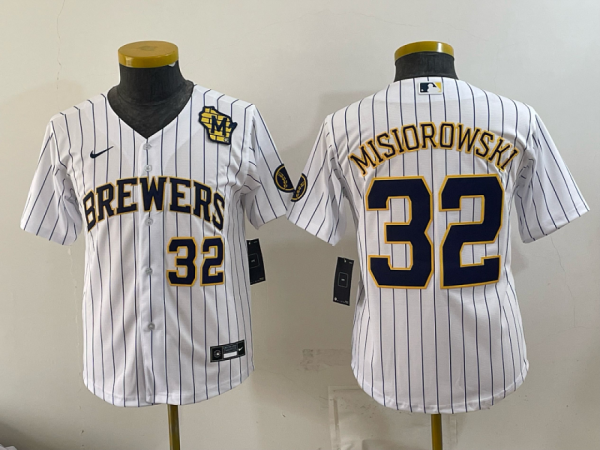 Brewers #32 Jacob Misiorowski White Pinstripe Vintage Baseball Jersey New Cool Base Stitched MLB Jersey KKE074 – 2026–27