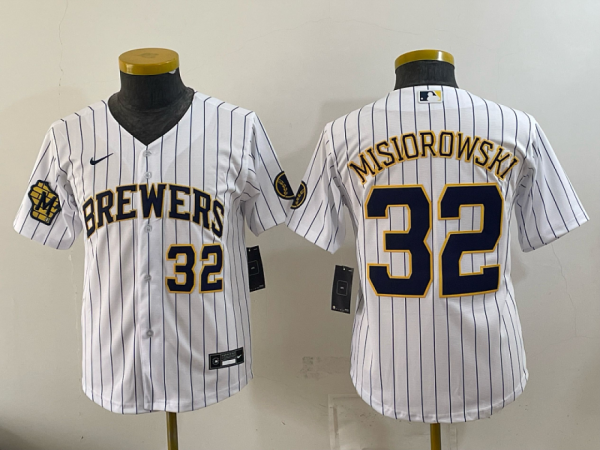Brewers #32 Jacob Misiorowski White Pinstripe Vintage Baseball Jersey New Cool Base Stitched MLB Jersey KKE075 – 2026–27