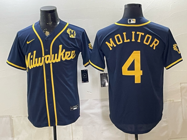 yp251776016-012 Brewers #4 Paul Molitor Navy Blue Vintage Baseball Jersey New Cool Base Stitched MLB Jersey KKD012 – 2026–27