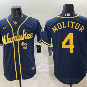 Brewers #4 Paul Molitor Navy Blue Vintage Baseball Jersey New Cool Base Stitched MLB Jersey KKD013 – 2026–27