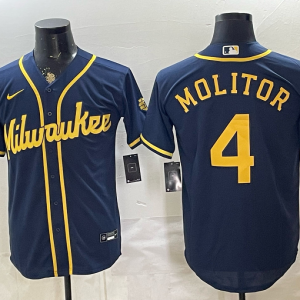 Brewers #4 Paul Molitor Navy Blue Vintage Baseball Jersey New Cool Base Stitched MLB Jersey KKD014 – 2026–27