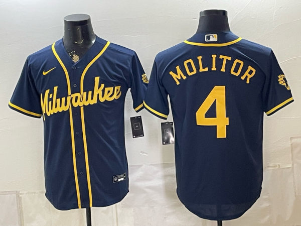 yp251776016-014 Brewers #4 Paul Molitor Navy Blue Vintage Baseball Jersey New Cool Base Stitched MLB Jersey KKD014 – 2026–27