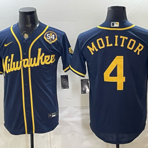 Brewers #4 Paul Molitor Navy Blue Vintage Baseball Jersey New Cool Base Stitched MLB Jersey KKD015 – 2026–27