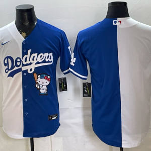 Dodgers White and Royal Blue Hello Kitty Collaboration Baseball Jersey New Cool Base Stitched MLB Jersey KKD016 – 2026–27