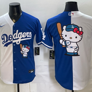 Dodgers White and Royal Blue Hello Kitty Collaboration Baseball Jersey New Cool Base Stitched MLB Jersey KKD017 – 2026–27