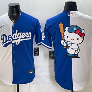 Dodgers White and Royal Blue Hello Kitty Collaboration Baseball Jersey New Cool Base Stitched MLB Jersey KKD018 – 2026–27