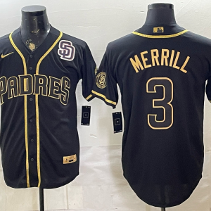 Padres #3 Jackson Merrill Navy Blue Gold Lettering Vintage Baseball Jersey New Cool Base Stitched MLB Jersey KKD019 – 2026–27