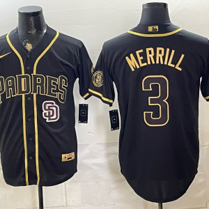 Padres #3 Jackson Merrill Navy Blue Gold Lettering Vintage Baseball Jersey New Cool Base Stitched MLB Jersey KKD020 – 2026–27