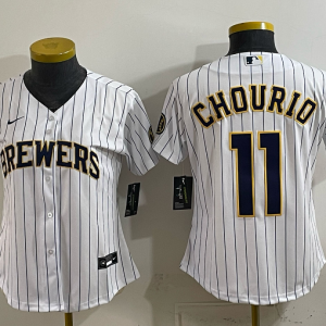 Brewers #11 Jackson Chourio White Pinstripe Vintage Baseball Jersey New Cool Base Stitched MLB Jersey KKD032 – 2026–27