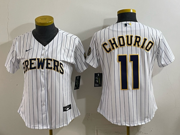 Brewers #11 Jackson Chourio White Pinstripe Vintage Baseball Jersey New Cool Base Stitched MLB Jersey KKD032 – 2026–27