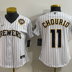Brewers #11 Jackson Chourio White Pinstripe Vintage Baseball Jersey New Cool Base Stitched MLB Jersey KKD033 – 2026–27