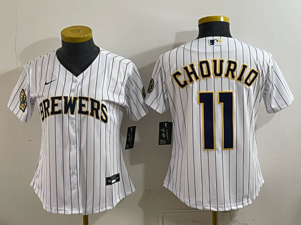 Brewers #11 Jackson Chourio White Pinstripe Vintage Baseball Jersey New Cool Base Stitched MLB Jersey KKD034 – 2026–27