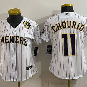 Brewers #11 Jackson Chourio White Pinstripe Vintage Baseball Jersey New Cool Base Stitched MLB Jersey KKD035 – 2026–27