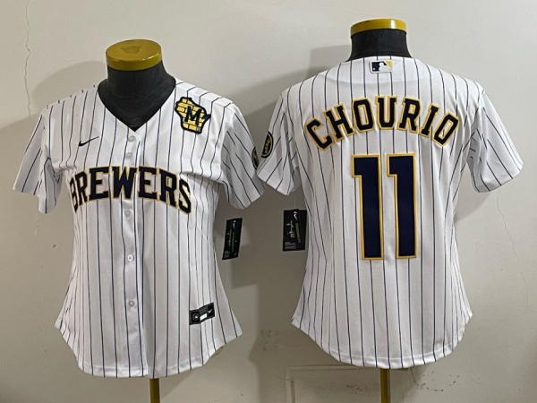 Brewers #11 Jackson Chourio White Pinstripe Vintage Baseball Jersey New Cool Base Stitched MLB Jersey KKD035 – 2026–27