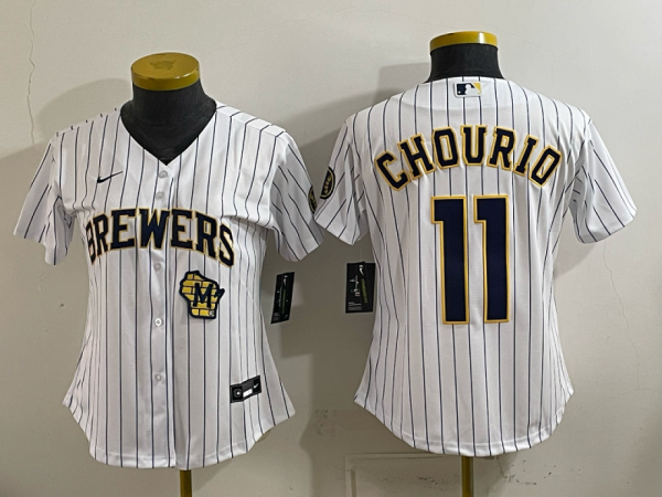 Brewers #11 Jackson Chourio White Pinstripe Vintage Baseball Jersey New Cool Base Stitched MLB Jersey KKD036 – 2026–27