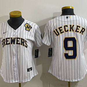 Brewers #9 Bob Uecker White Pinstripe Vintage Baseball Jersey New Cool Base Stitched MLB Jersey KKD045 – 2026–27