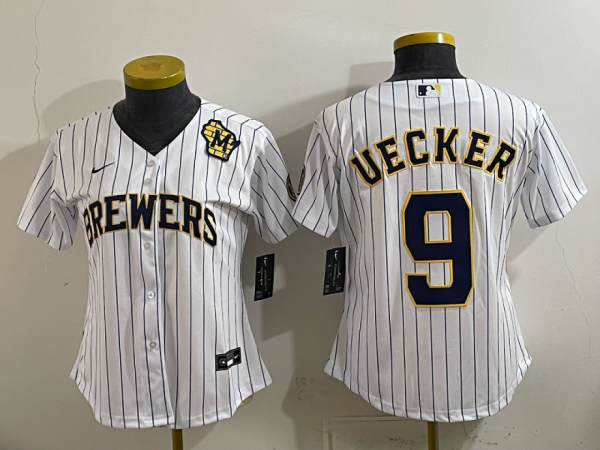 Brewers #9 Bob Uecker White Pinstripe Vintage Baseball Jersey New Cool Base Stitched MLB Jersey KKD045 – 2026–27
