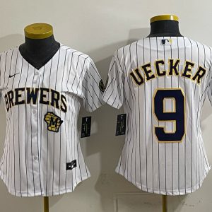 Brewers #9 Bob Uecker White Pinstripe Vintage Baseball Jersey New Cool Base Stitched MLB Jersey KKD046 – 2026–27