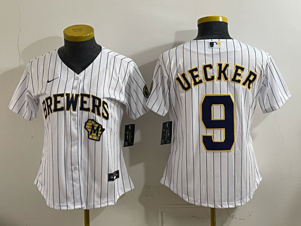 Brewers #9 Bob Uecker White Pinstripe Vintage Baseball Jersey New Cool Base Stitched MLB Jersey KKD046 – 2026–27