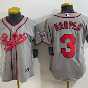 Phillies #3 Bryce Harper Gray Throwback Baseball Jersey New Cool Base Stitched MLB Jersey KKD050 – 2026–27