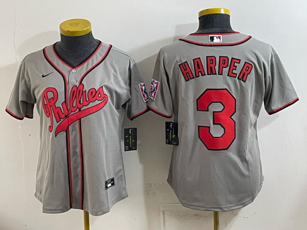 Phillies #3 Bryce Harper Gray Throwback Baseball Jersey New Cool Base Stitched MLB Jersey KKD050 – 2026–27
