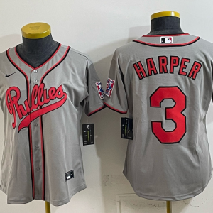 Phillies #3 Bryce Harper Gray Throwback Baseball Jersey New Cool Base Stitched MLB Jersey KKD051 – 2026–27