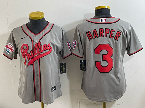 Phillies #3 Bryce Harper Gray Throwback Baseball Jersey New Cool Base Stitched MLB Jersey KKD051 – 2026–27