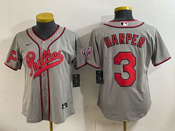 Phillies #3 Bryce Harper Gray Throwback Baseball Jersey New Cool Base Stitched MLB Jersey KKD052 – 2026–27