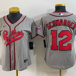 Phillies #12 Kyle Schwarber Gray Throwback Baseball Jersey New Cool Base Stitched MLB Jersey KKD053 – 2026–27