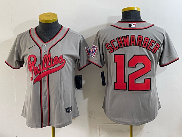 Phillies #12 Kyle Schwarber Gray Throwback Baseball Jersey New Cool Base Stitched MLB Jersey KKD053 – 2026–27