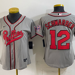 Phillies #12 Kyle Schwarber Gray Throwback Baseball Jersey New Cool Base Stitched MLB Jersey KKD054 – 2026–27