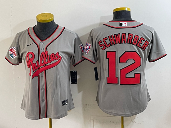 Phillies #12 Kyle Schwarber Gray Throwback Baseball Jersey New Cool Base Stitched MLB Jersey KKD054 – 2026–27