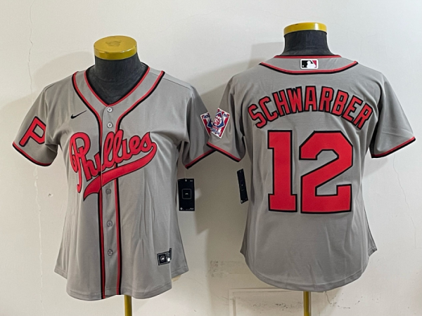 Phillies #12 Kyle Schwarber Gray Throwback Baseball Jersey New Cool Base Stitched MLB Jersey KKD055 – 2026–27