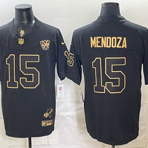 Raiders #15 Mendoza Black Gold Lettering Throwback Football Jersey Men’s Stitched NFL Elite Jersey KKC001 – 2026–27