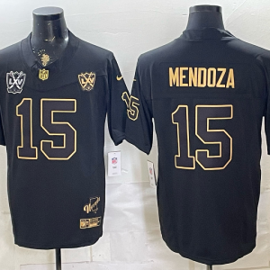 Raiders #15 Mendoza Black Gold Lettering Throwback Football Jersey Men’s Stitched NFL Elite Jersey KKC004 – 2026–27