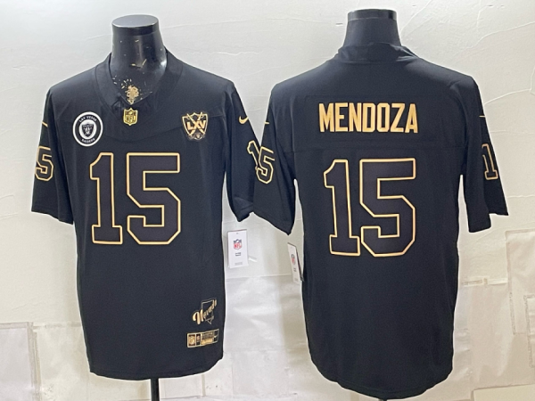 yp251957042-006 Raiders #15 Mendoza Black Gold Lettering Throwback Football Jersey Men’s Stitched NFL Elite Jersey KKC006 – 2026–27