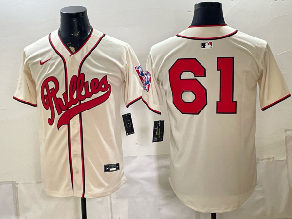 Phillies #61 Cream Vintage Baseball Jersey New Cool Base Stitched MLB Jersey KKC016 – 2026–27