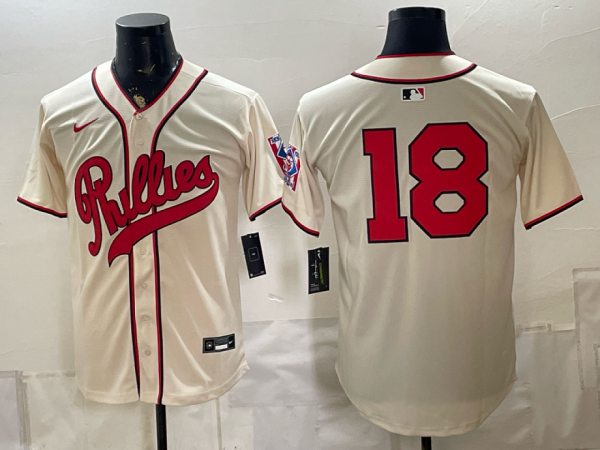 yp251957042-029 Phillies #18 Cream Vintage Baseball Jersey New Cool Base Stitched MLB Jersey KKC029 – 2026–27