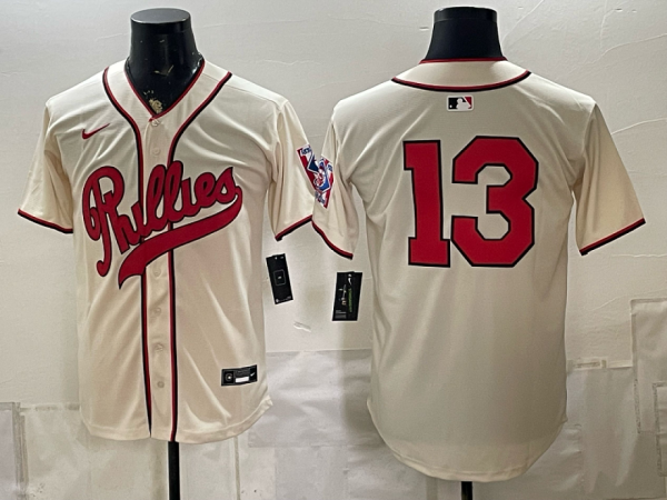 yp251957042-032 Phillies #13 Cream Vintage Baseball Jersey New Cool Base Stitched MLB Jersey KKC032 – 2026–27