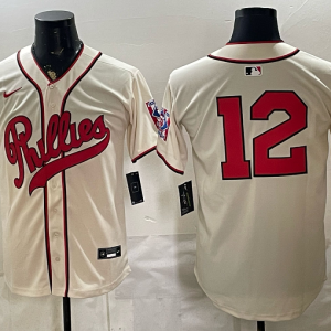 Phillies #12 Cream Vintage Baseball Jersey New Cool Base Stitched MLB Jersey KKC033 – 2026–27
