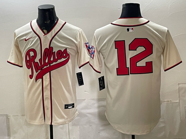 yp251957042-033 Phillies #12 Cream Vintage Baseball Jersey New Cool Base Stitched MLB Jersey KKC033 – 2026–27