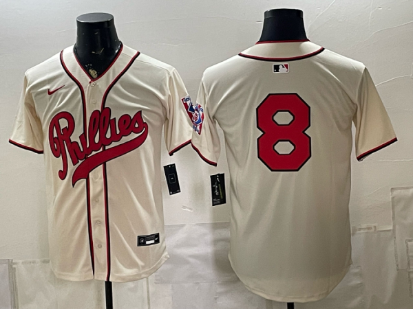 Phillies #8 Cream Vintage Baseball Jersey New Cool Base Stitched MLB Jersey KKC036 – 2026–27