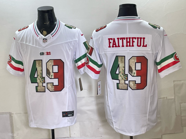 49ers #49 Faithful White Rivalry Patch Men’s Stitched NFL Elite Jersey KKB002 – 2026–27
