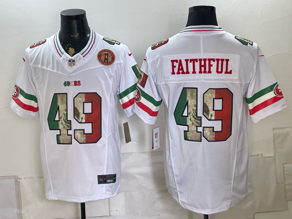 49ers #49 Faithful White Rivalry Patch Men’s Stitched NFL Elite Jersey KKB003 – 2026–27