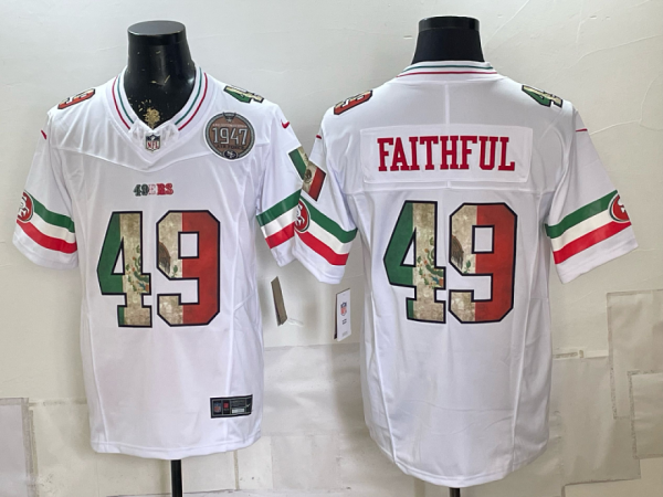 49ers #49 Faithful White Rivalry Patch Men’s Stitched NFL Elite Jersey KKB004 – 2026–27