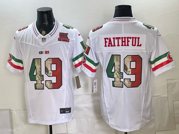 49ers #49 Faithful White Rivalry Patch Men’s Stitched NFL Elite Jersey KKB005 – 2026–27