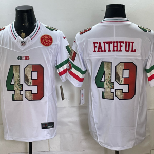 49ers #49 Faithful White Rivalry Patch Men’s Stitched NFL Elite Jersey KKB007 – 2026–27