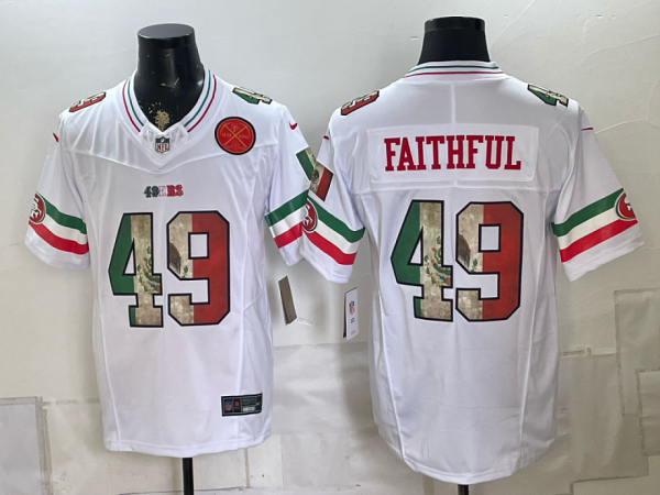 49ers #49 Faithful White Rivalry Patch Men’s Stitched NFL Elite Jersey KKB008 – 2026–27